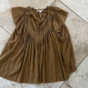 Grade & Gather Brown Women's raw hemmed blouse S